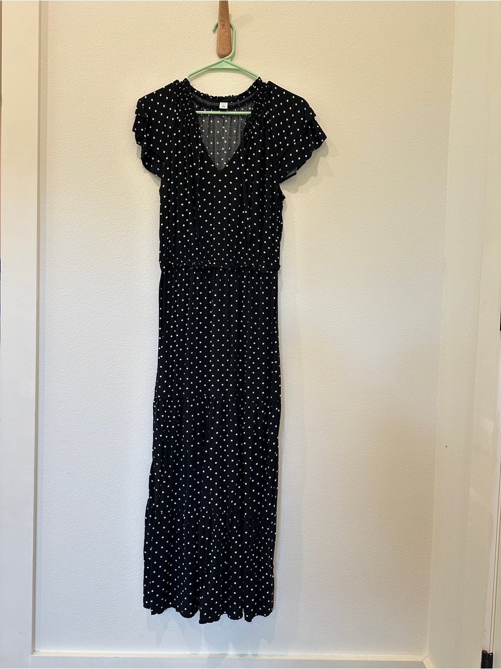 Black Polka Dot Tiered Midi Dress